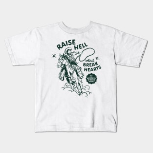 Raise Hell & Break Hearts. Western Rodeo Cowgirl On Horse Kids T-Shirt